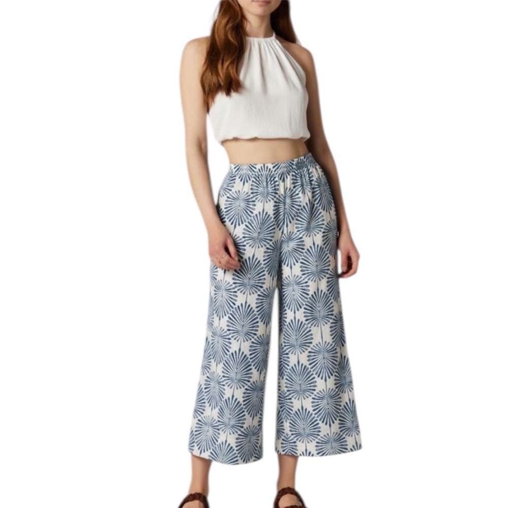Joie High Rise Wide Leg Pants 100% Linen Pants Cropped EUC